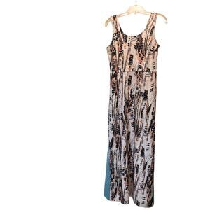 Lark & Ro Watercolor Geometric Print Side Panel Blue Maxi Dress Size S